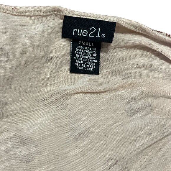 RUE21 Peasant Top Boho Folksy Bell Sleeves Tie Front Pale Dusty Pink Size Small - Picture 5 of 6